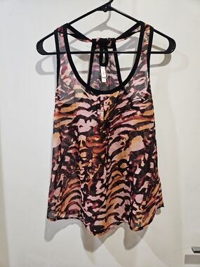 Xhilaration Pink and Orange Animal Print Racerback Tank